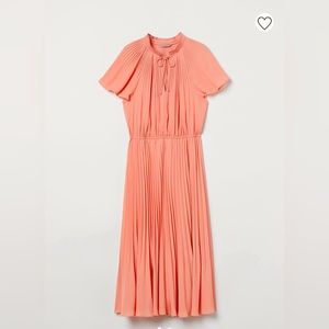 Peach Pleated Long Dress
